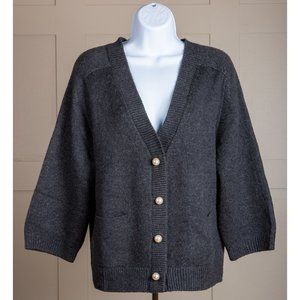 CAbi Dark Gray Cardigan Pearl Button Snaps